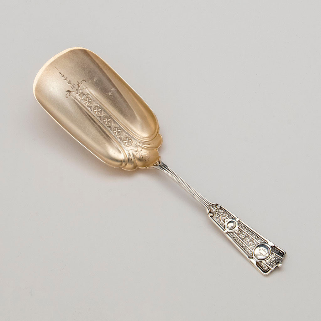 John Wendt 'Ribbon' Pattern Antique Sterling Silver Ice Cream Server, NYC,  c. 1876