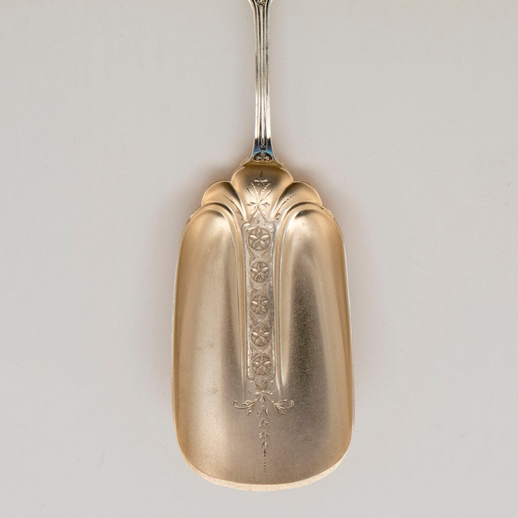 Blade to John Wendt &#39;Ribbon&#39; Pattern Antique Sterling Silver Ice Cream Server, NYC,  c. 1876