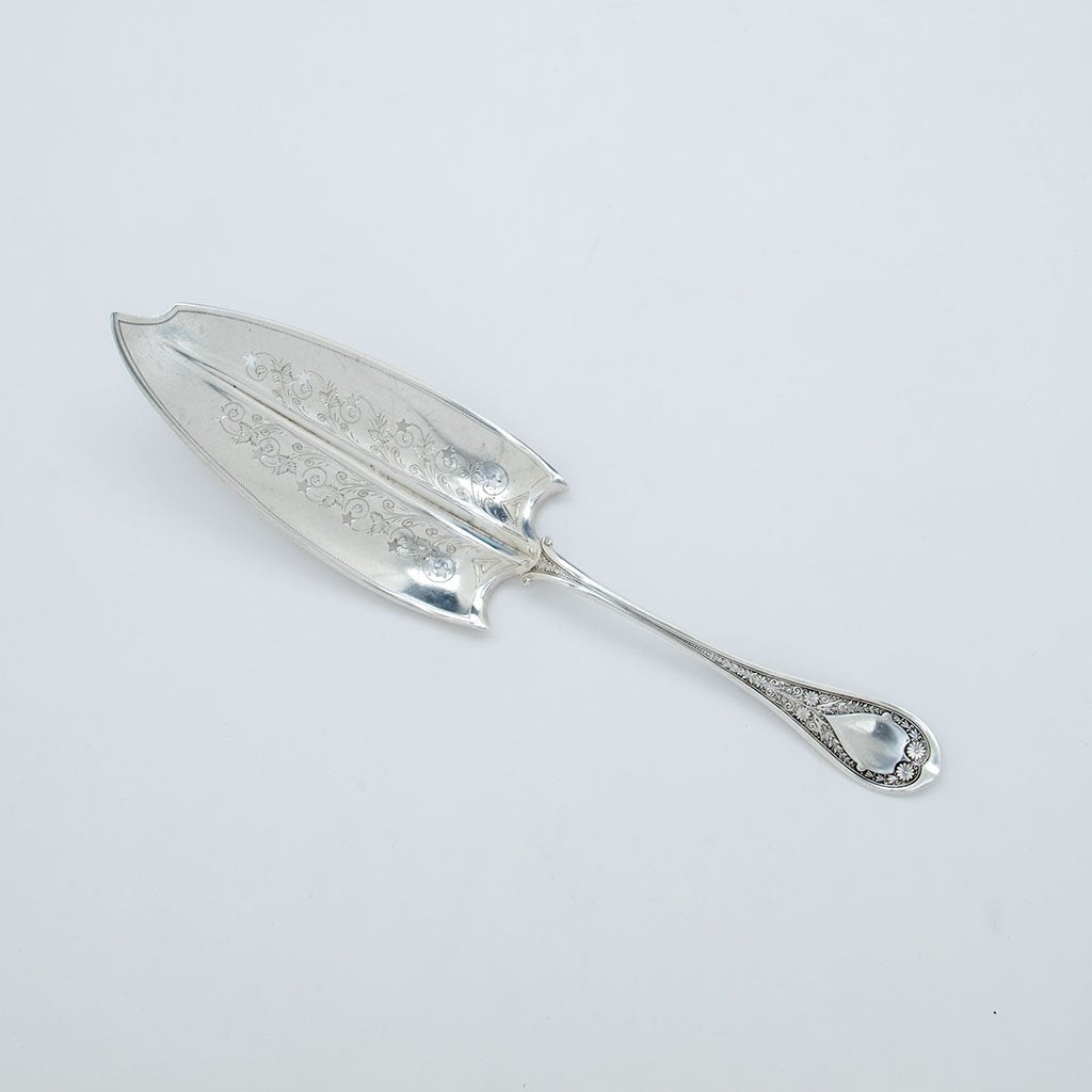 Wood and Hughes &#39;Marguerite&#39; Pattern Antique Sterling Cake Server, NYC, NY, c. 1879