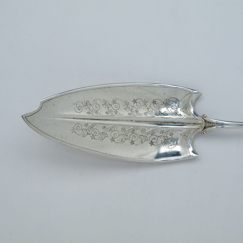 Blade of Wood and Hughes &#39;Marguerite&#39; Pattern Antique Sterling Cake Server, NYC, NY, c. 1879