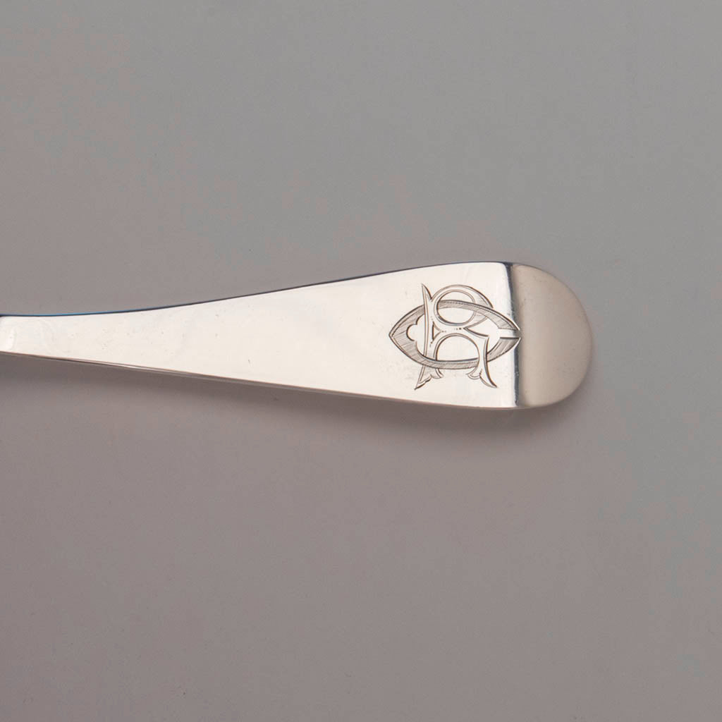 Monogram on Schulz and Fischer Antique Sterling Silver Soup Ladle, San Francisco, CA, c. 1880s