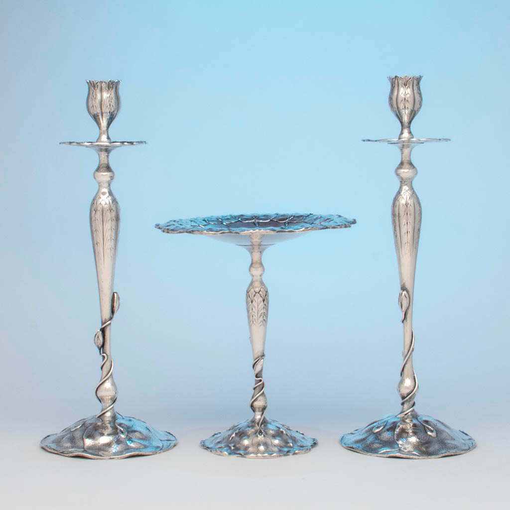 Shreve & Co Lily Pad Antique Sterling Silver Suite, San Francisco, CA, c. 1905