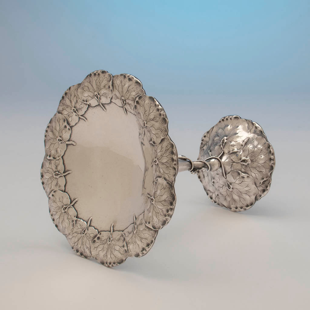 Compote details of Shreve &amp; Co Lily Pad Antique Sterling Silver Suite, San Francisco, CA, c. 1905