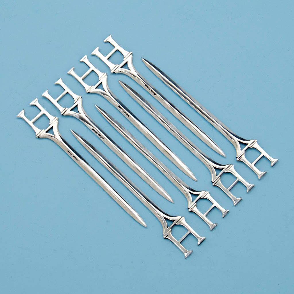 Arthur Stone Rare Hors D&#39;oeuvres Sterling Picks, Gardner, MA, c. 1920 - set of 8