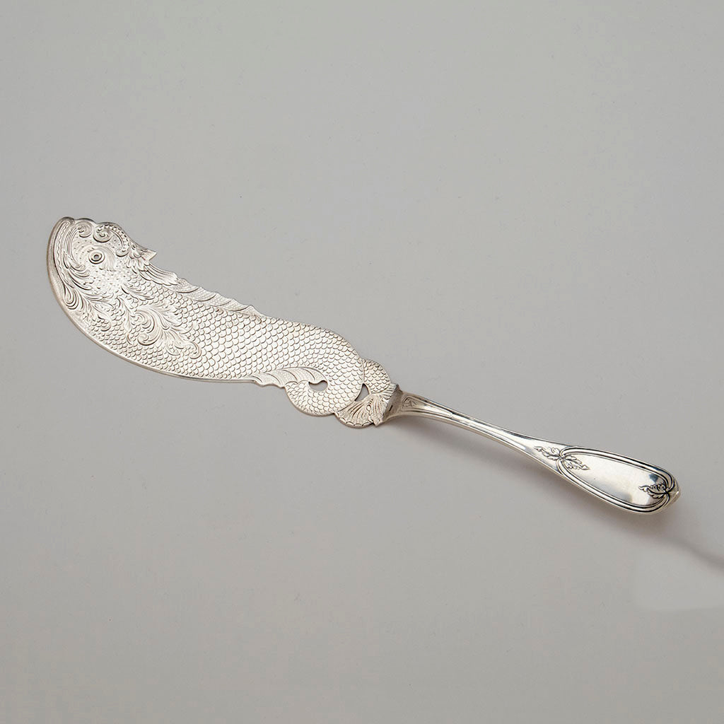 J E. Caldwell Antique Sterling Silver Fish Server, Philadelphia, c. 1860's