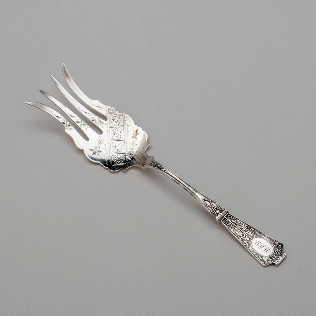 Joseph Seymour &amp; Son Duchess Pattern Sterling Serving Fork, Syracuse, NY, c. 1880