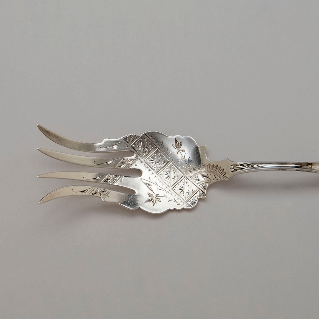 Tines of Joseph Seymour &amp; Son Duchess Pattern Sterling Serving Fork, Syracuse, NY, c. 1880