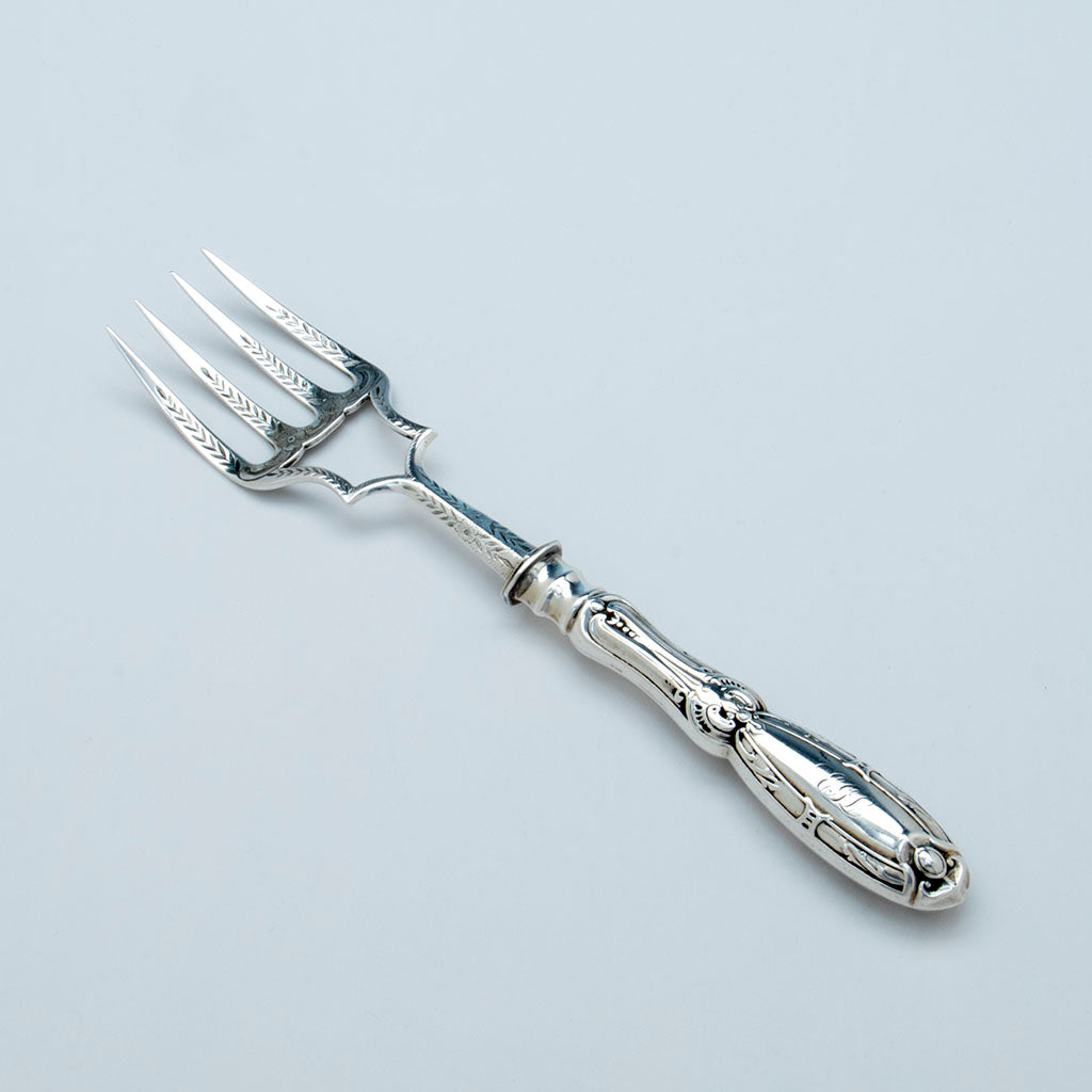 Fork to William Gale &amp; Son Antique Coin Silver Fish Serving Set, NYC, 1853