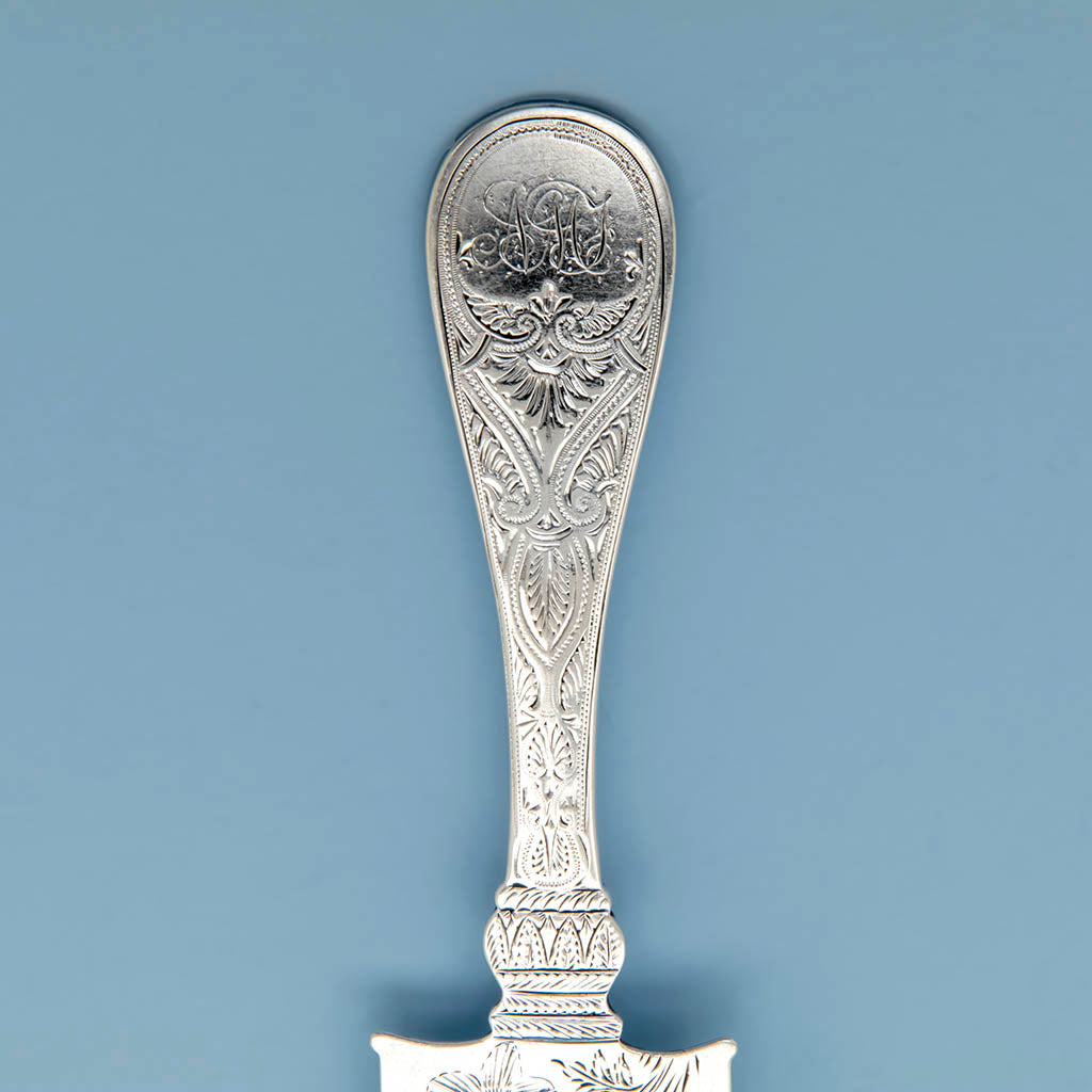 Handle of the Farrington &amp; Hunnewell Antique Coin Silver Ice Cream Slice, Boston, c. 1860s