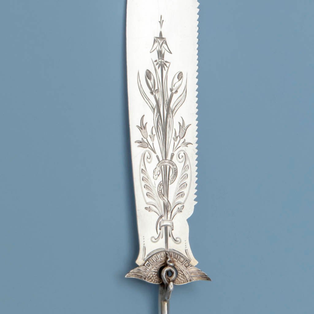 Blade to Gorham &#39;Isis&#39; Pattern Antique Sterling Silver Cake Server, Providence, RI, c. 1870