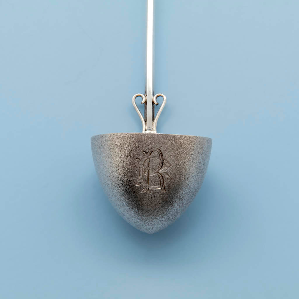 Bowl of the Wood &amp; Hughes Antique Sterling Silver Bust Pattern Sauce Ladle, NYC, c. 1870