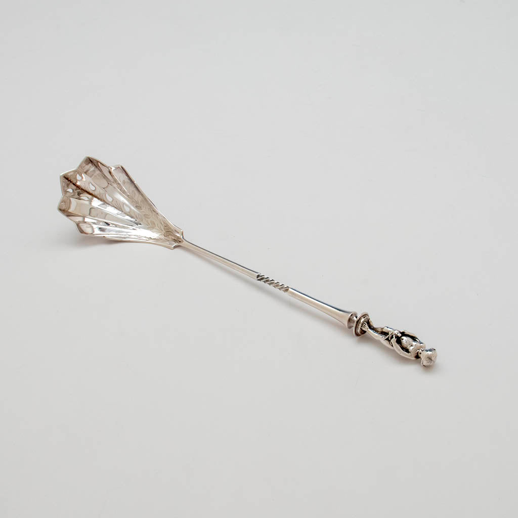 Gorham Antique Coin Silver Figural Ice Spoon, Providence, RI, c. 1870
