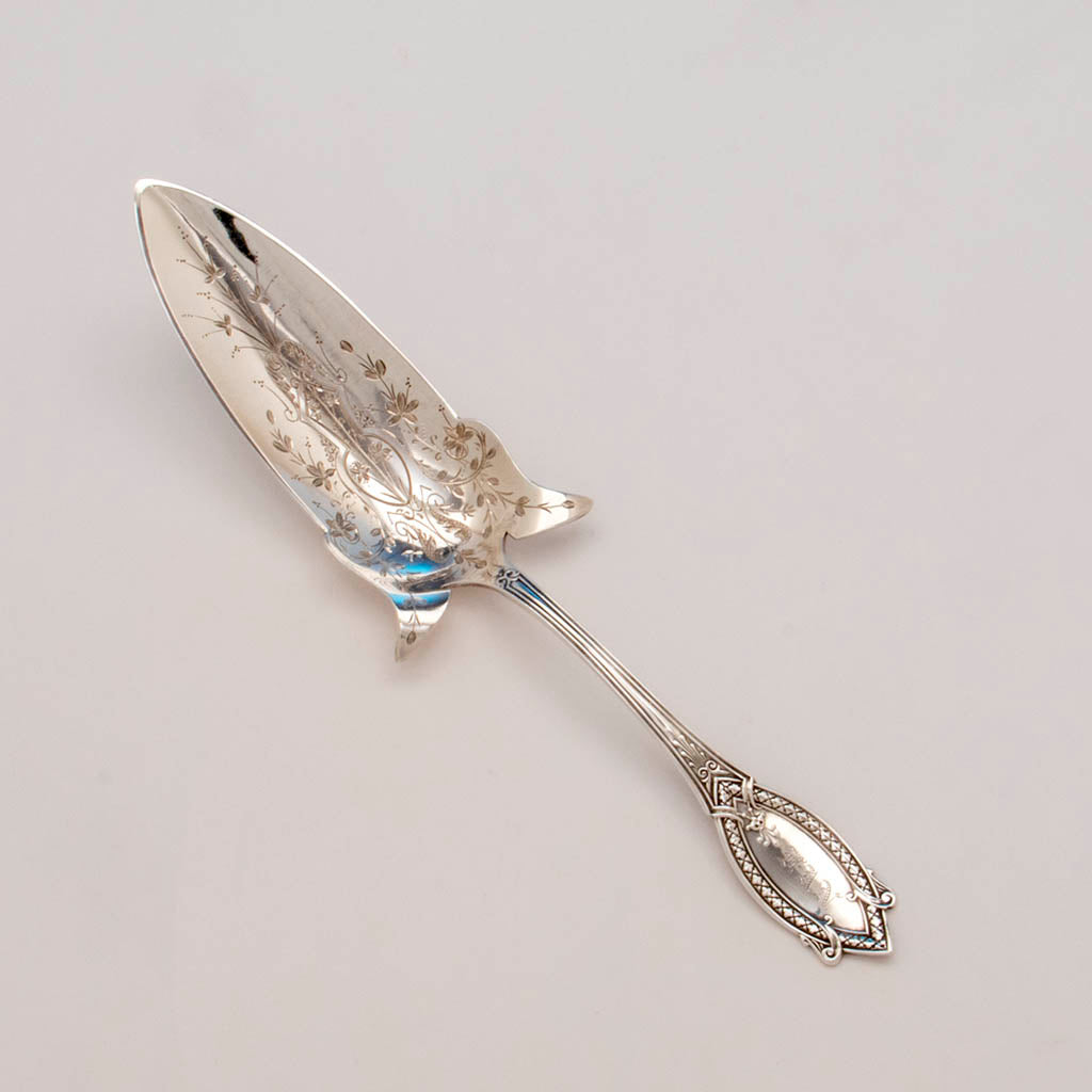 Shiebler 'Diamond' Pattern Antique Sterling Jelly Knife, NYC, mid 1870's