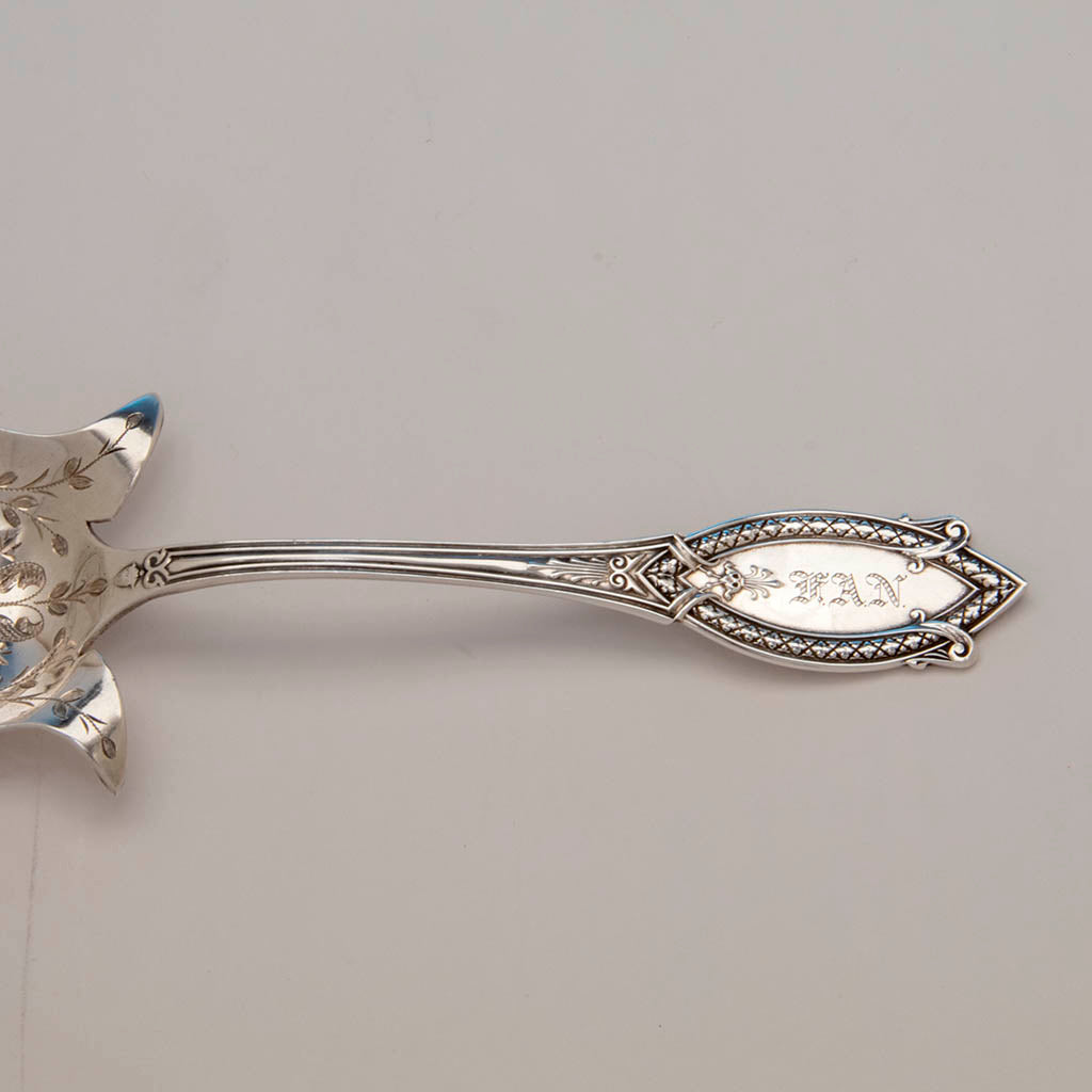 Handle to Shiebler &#39;Diamond&#39; Pattern Antique Sterling Jelly Knife, NYC, mid 1870&#39;s