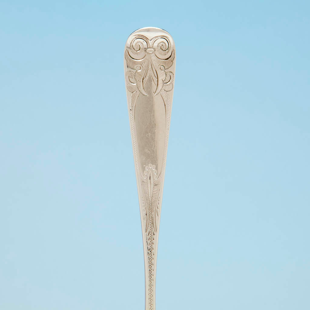 Handle to Peter Krider Antique Coin Silver Pancake Server, Philadelphia, PA, c. 1860