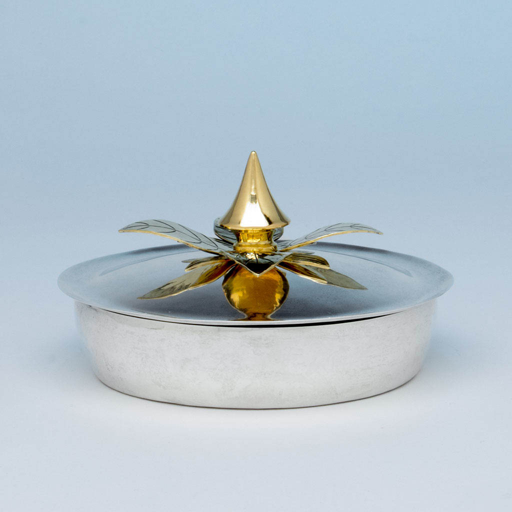 Henry Petzal Modern Sterling Silver Covered Dish, Shrewsbury, New Jersey, c. 1965