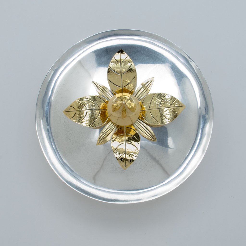 Top of Henry Petzal Modern Sterling Silver Covered Dish, Shrewsbury, New Jersey, c. 1965