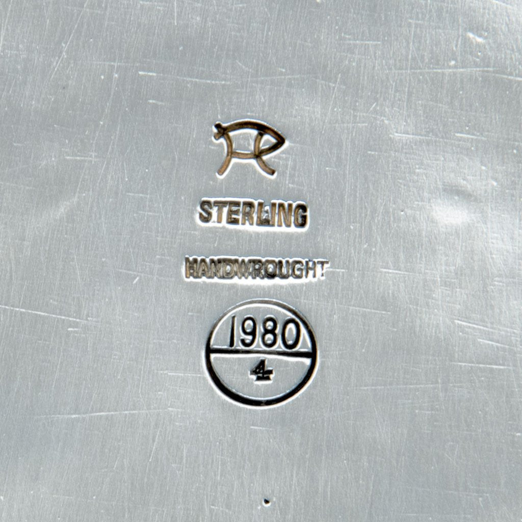 Marks on Henry Petzal Modern Sterling Silver and Lapis Covered Bowl, Shrewsbury, New Jersey, 1980