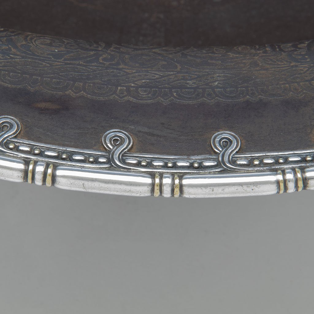 Gold bands on Tiffany &amp; Co. Columbian Exposition: &quot;Viking Punch-Bowl,&quot; Antique Iron, Silver and Gold, designed by Paulding Farnham, NYC, 1893