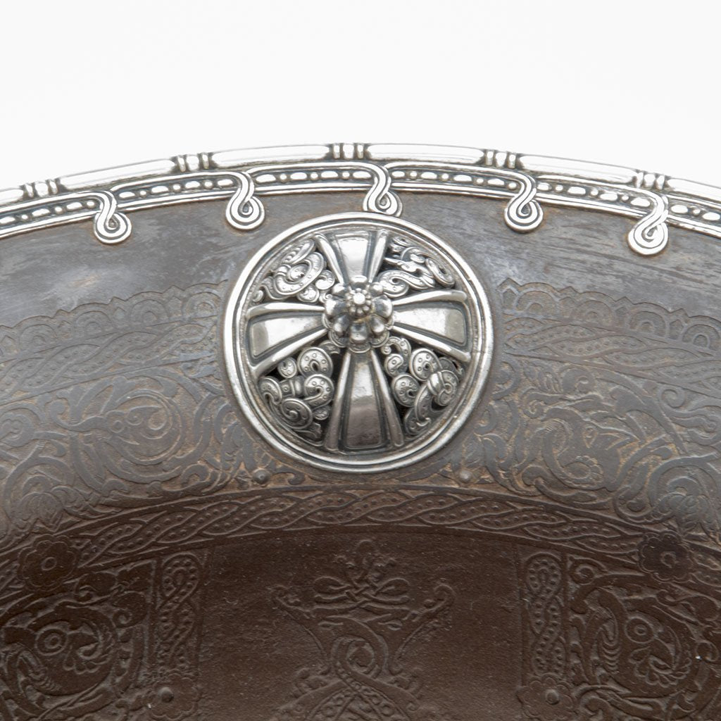 Boss on Tiffany &amp; Co. Columbian Exposition: &quot;Viking Punch-Bowl,&quot; Antique Iron, Silver and Gold, designed by Paulding Farnham, NYC, 1893