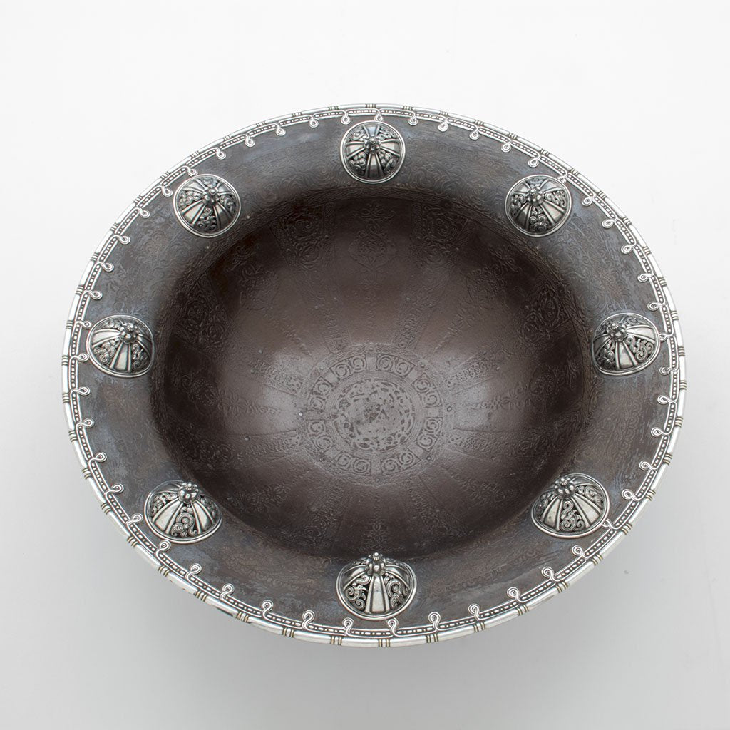 Interior of Tiffany &amp; Co. Columbian Exposition: &quot;Viking Punch-Bowl,&quot; Antique Iron, Silver and Gold, designed by Paulding Farnham, NYC, 1893