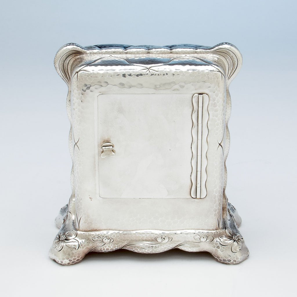 Back of Tiffany &amp; Co. Antique Sterling &amp; Mokume Mantle Clock, NYC, NY, c. 1880