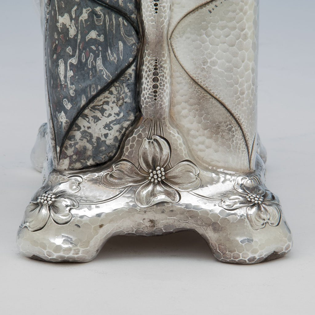 Side of base to Tiffany &amp; Co. Antique Sterling &amp; Mokume Mantle Clock, NYC, NY, c. 1880