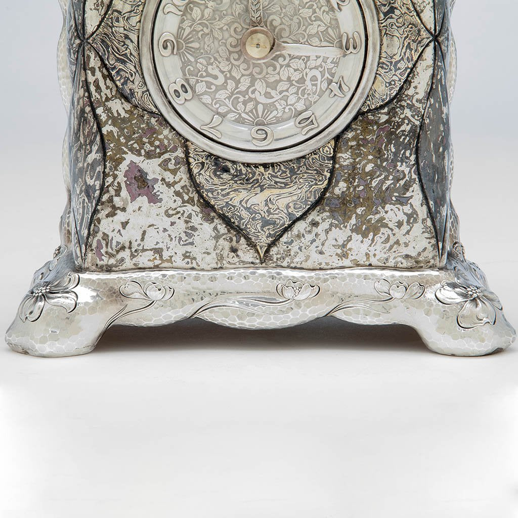 Base to Tiffany &amp; Co. Antique Sterling &amp; Mokume Mantle Clock, NYC, NY, c. 1880
