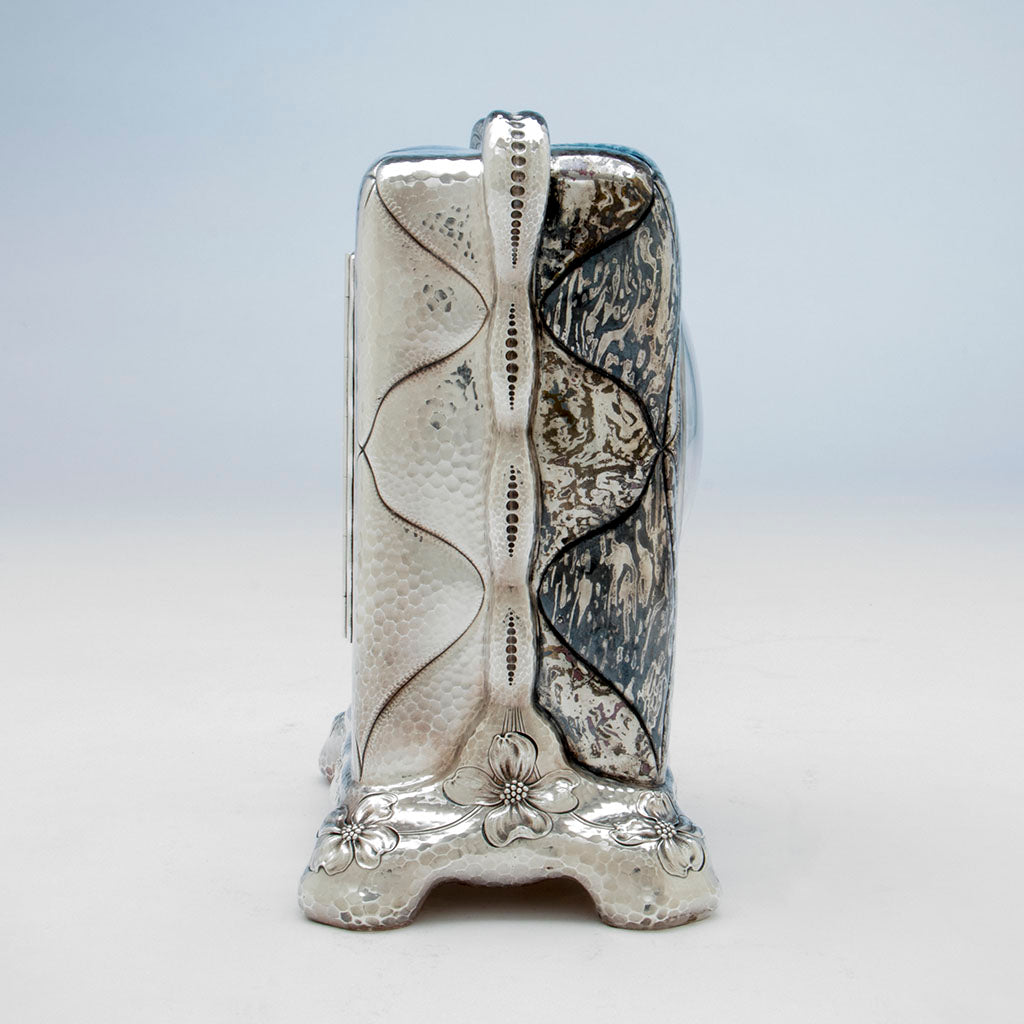 Side of Tiffany and Co. Antique Sterling and Mokume Clock, NYC, NY, c. 1880