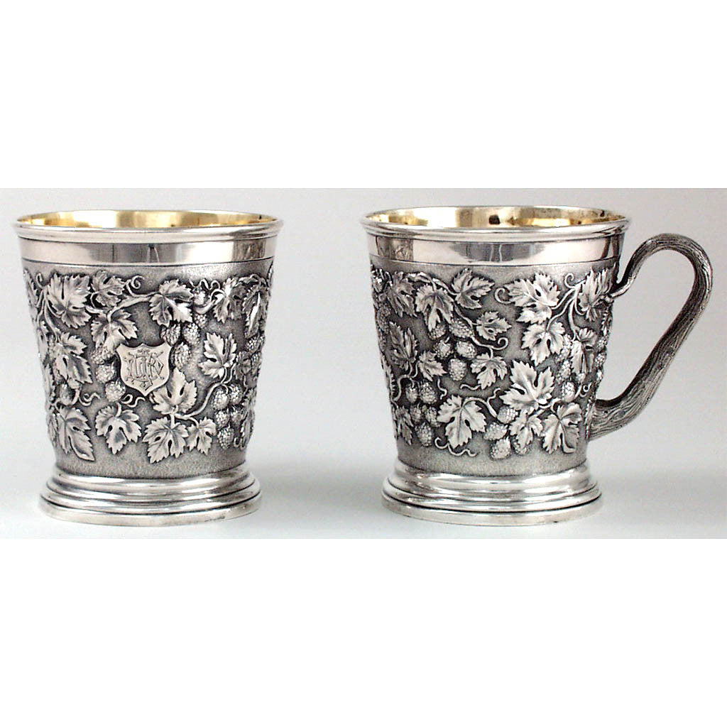 John Hunt &amp; Robert Roskell Pair of English Sterling Repoussed Child&#39;s Cup&#39;s, London 1881