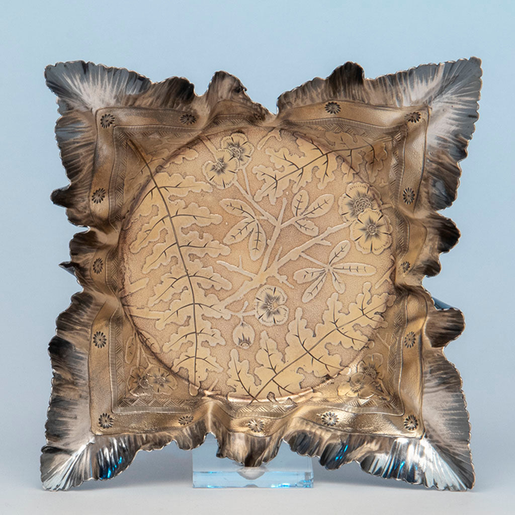 Wood and Hughes Antique Sterling Silver Trompe l&#39;oeil Dish, NYC, NY, c. 1880&#39;s