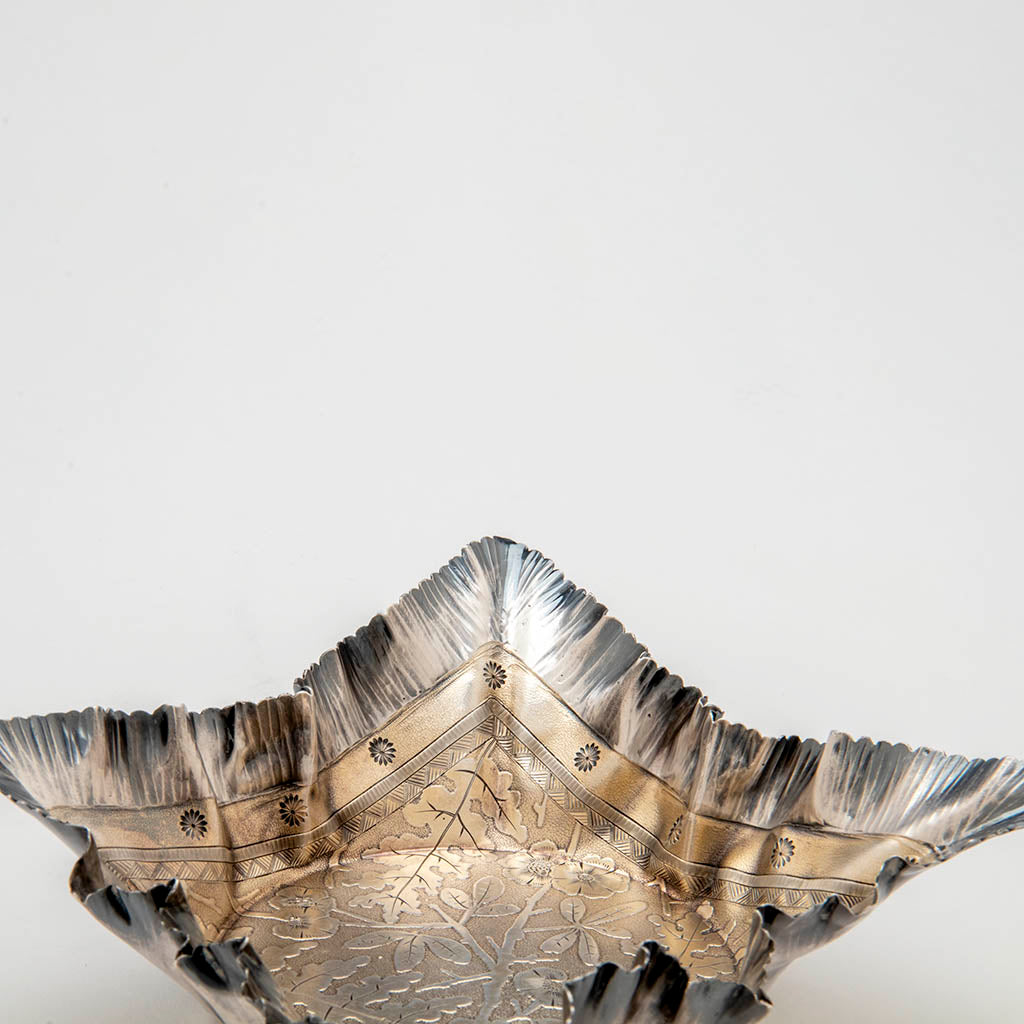 Interior Corner of the Wood and Hughes Antique Sterling Silver Trompe l&#39;oeil Dish, NYC, NY, c. 1880&#39;