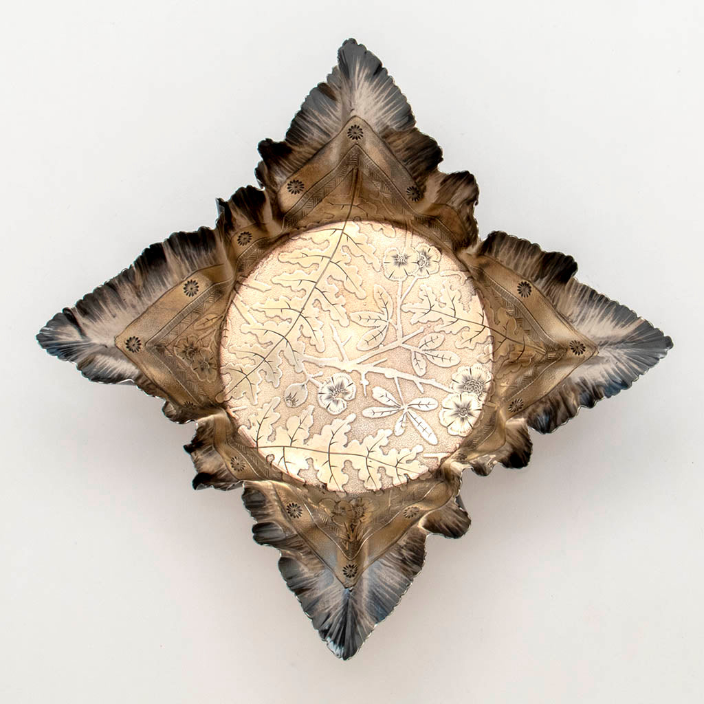 Interior of the Wood and Hughes Antique Sterling Silver Trompe l&#39;oeil Dish, NYC, NY, c. 1880&#39;