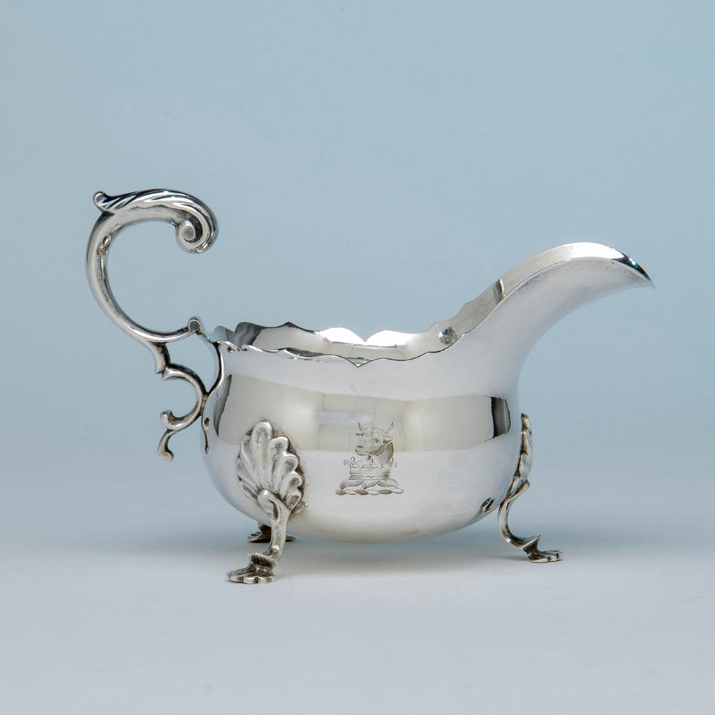 Thomas Fletcher Antique Coin Silver Sauce Boat, Philadelphia, PA, c. 1830