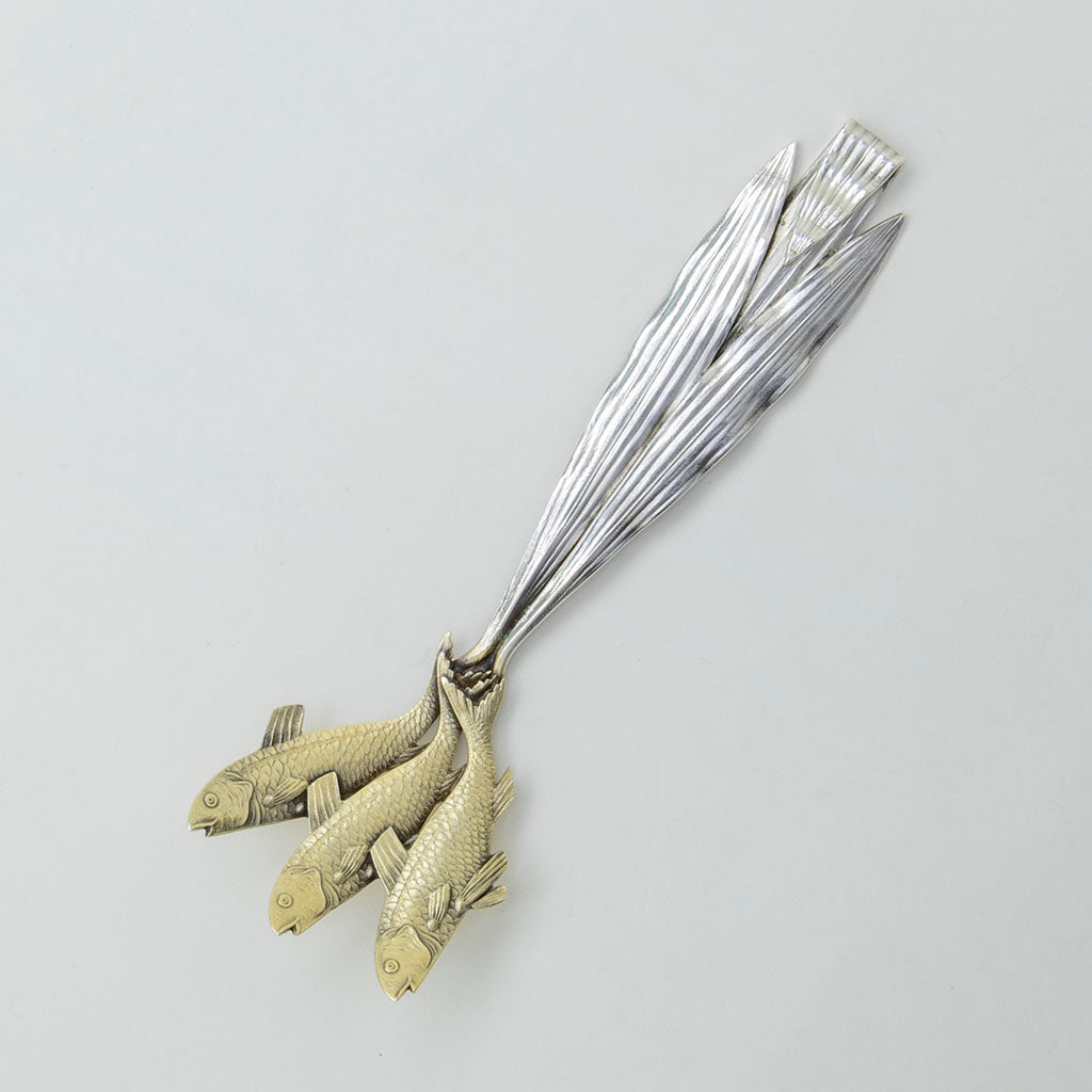 Shiebler Antique Sterling Silver Nautical Sardine Serving Fork, NYC, NY, c. 1880s