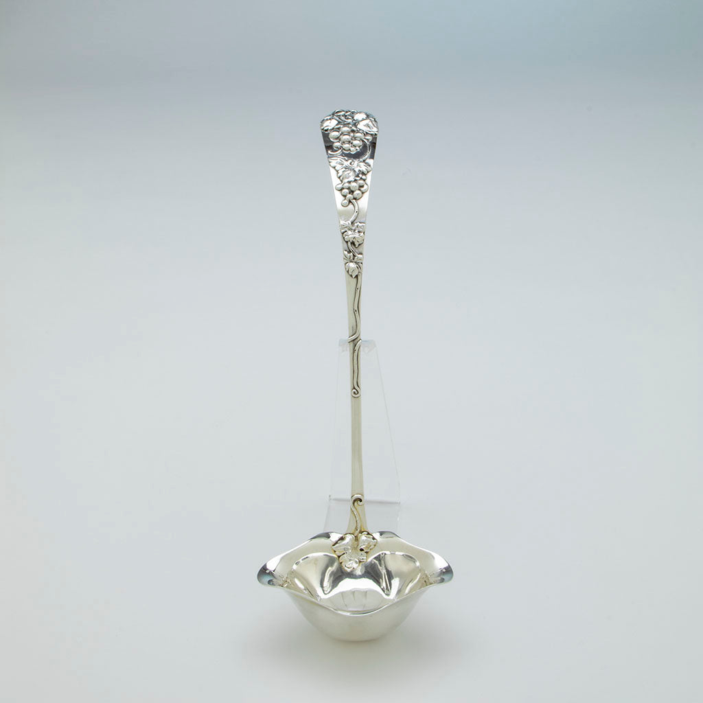 Frank Smith Antique Sterling Silver Grapevine Punch Ladle, Gardner, MA, c. 1900