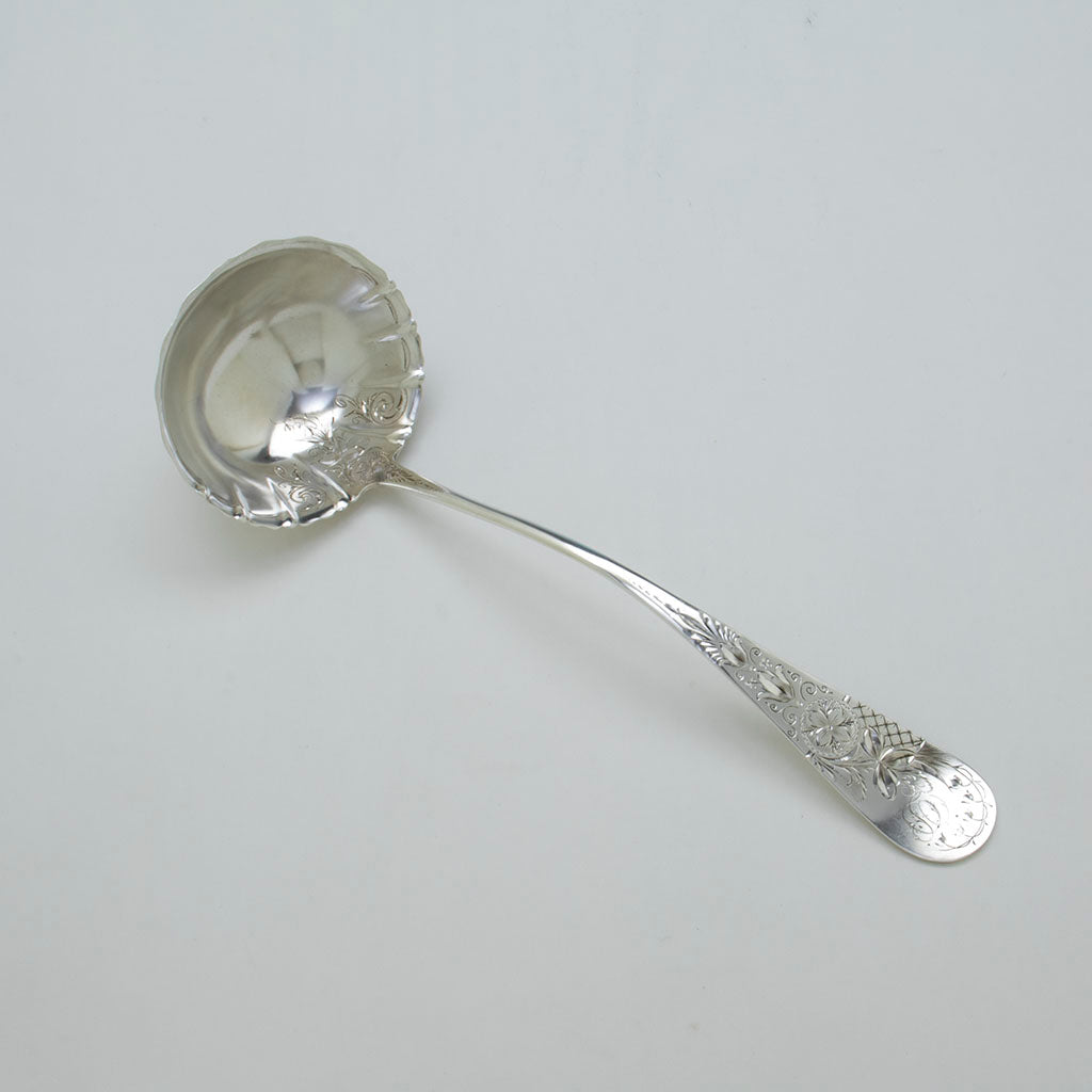 Whiting Antique Sterling Silver Bright-cut Soup Ladle, New York City, NY, c. 1870s