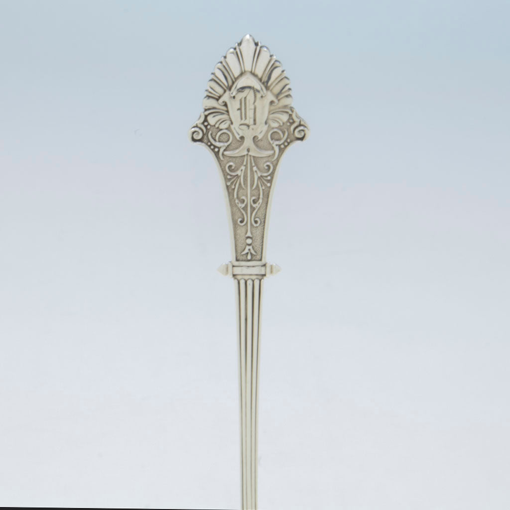 Handle to Gorham Antique Sterling Silver &#39;Louis XIV&#39; Pattern Serving Fork, Providence, RI, c. 1870
