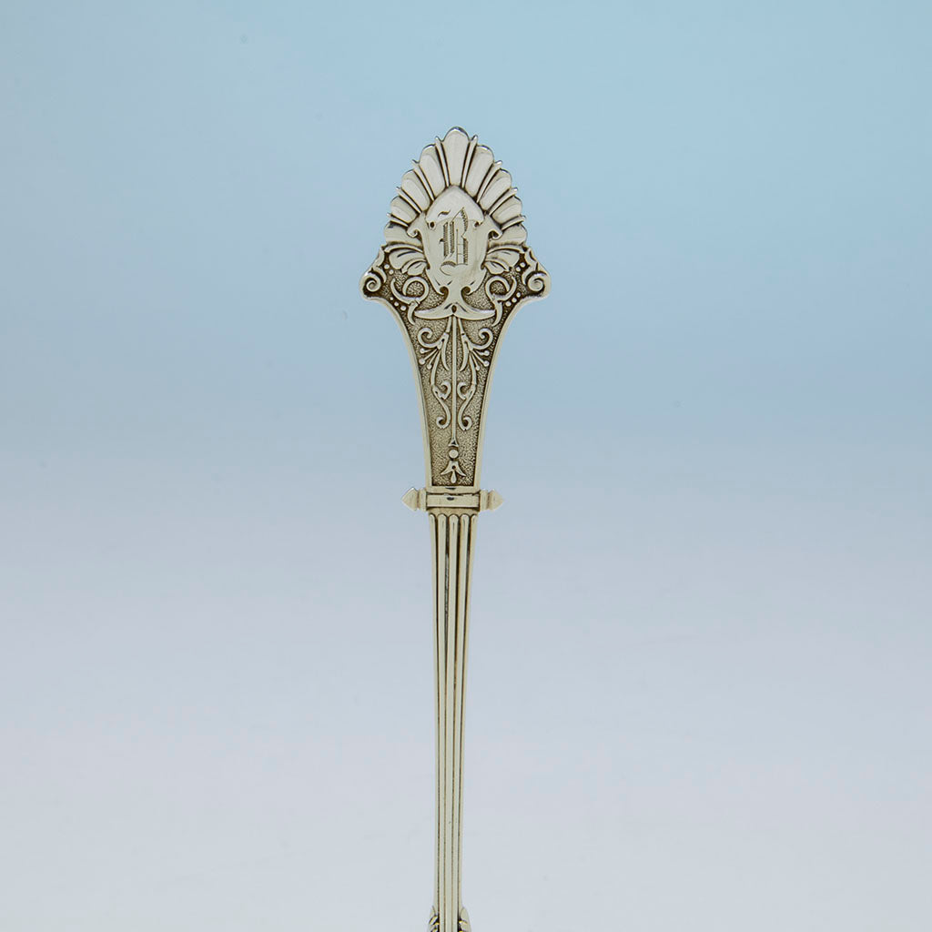 Handle to Gorham Antique Sterling Silver &#39;Louis XIV&#39; Pattern Serving Spoon, Providence, RI, c. 1870