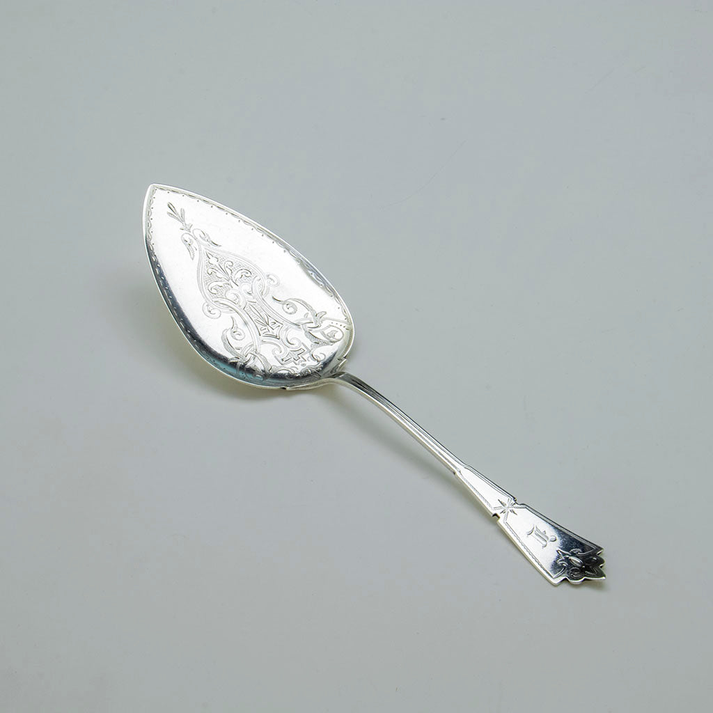 Newell Harding & Co Antique Coin Silver Pie Server, Boston, MA, 1870
