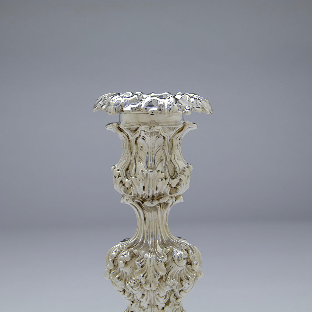 Bobeche on Howard &amp; Co Antique Sterling Silver Candlesticks, New York City, NY, 1904, set of 6