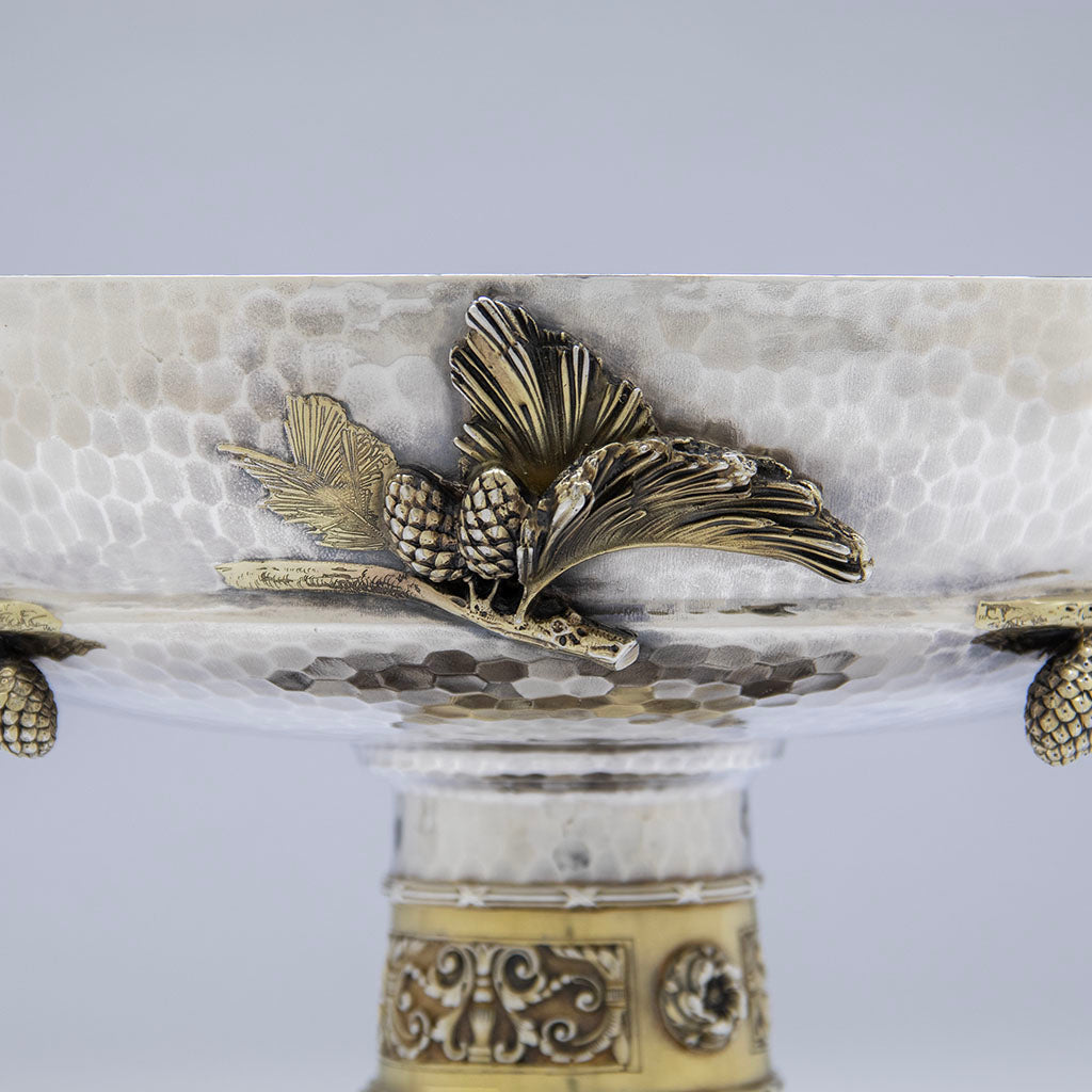 Needles detail on Tiffany &amp; Co. Antique Sterling Silver Figural Ice Bowl, New York City, NY, 1877