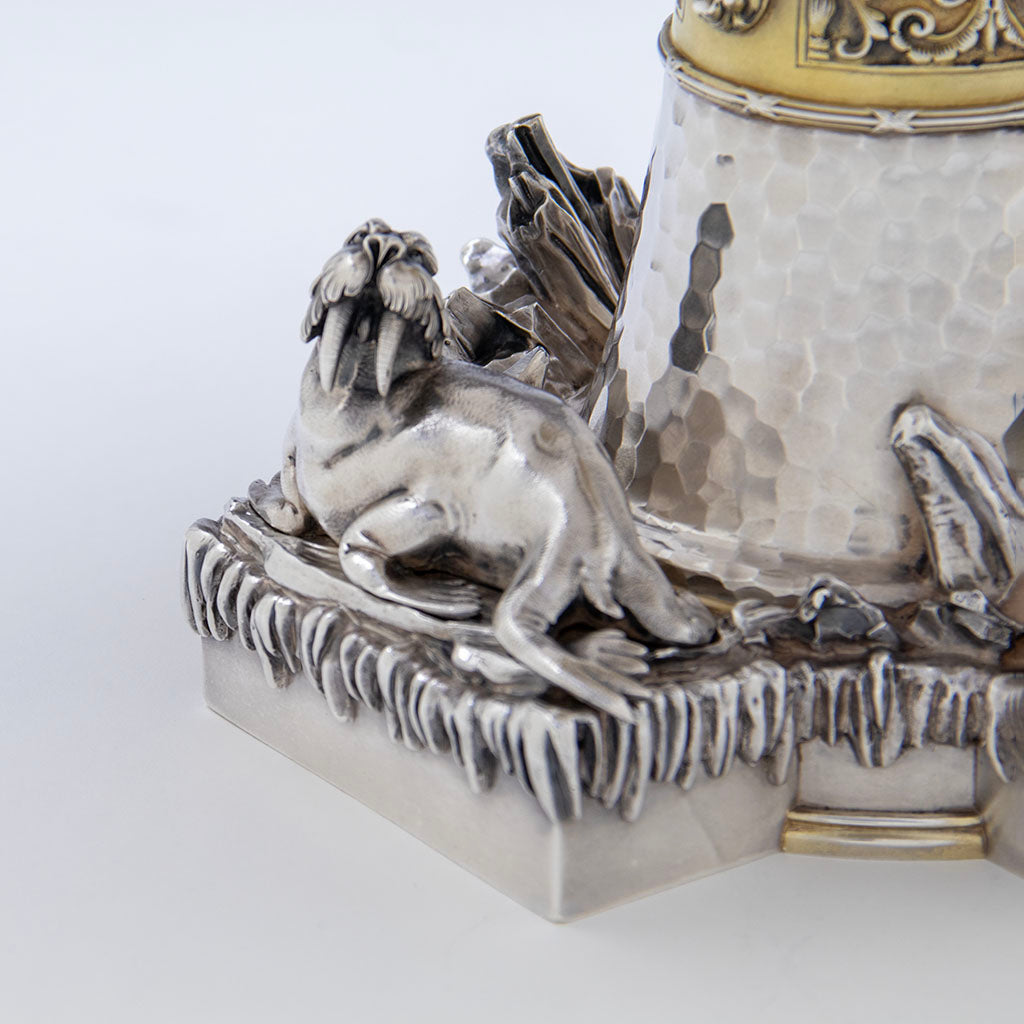 Walrus on Tiffany &amp; Co. Antique Sterling Silver Figural Ice Bowl, New York City, NY, 1877