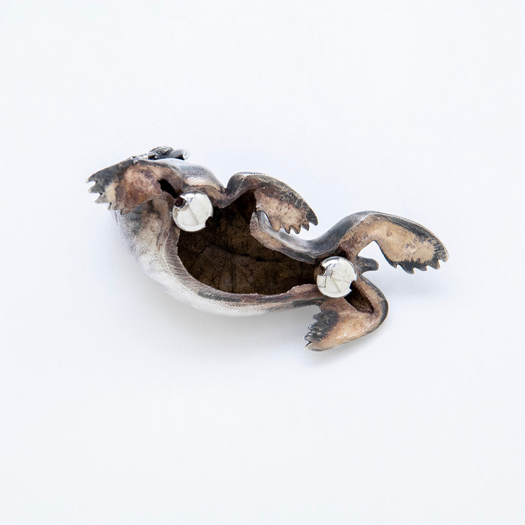 Bottom view of warus cast from Tiffany &amp; Co. Antique Sterling Silver Figural Ice Bowl, New York City, NY, 1877