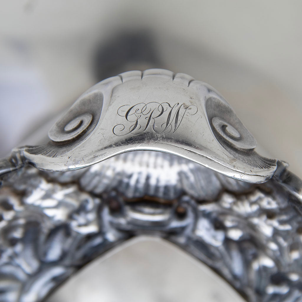 Monogram on Gorham Antique Sterling SIlver The Rose Service Punch Bowl made for the 1893 Chicago World&#39;s Fair, Providence, RI, c. 1892