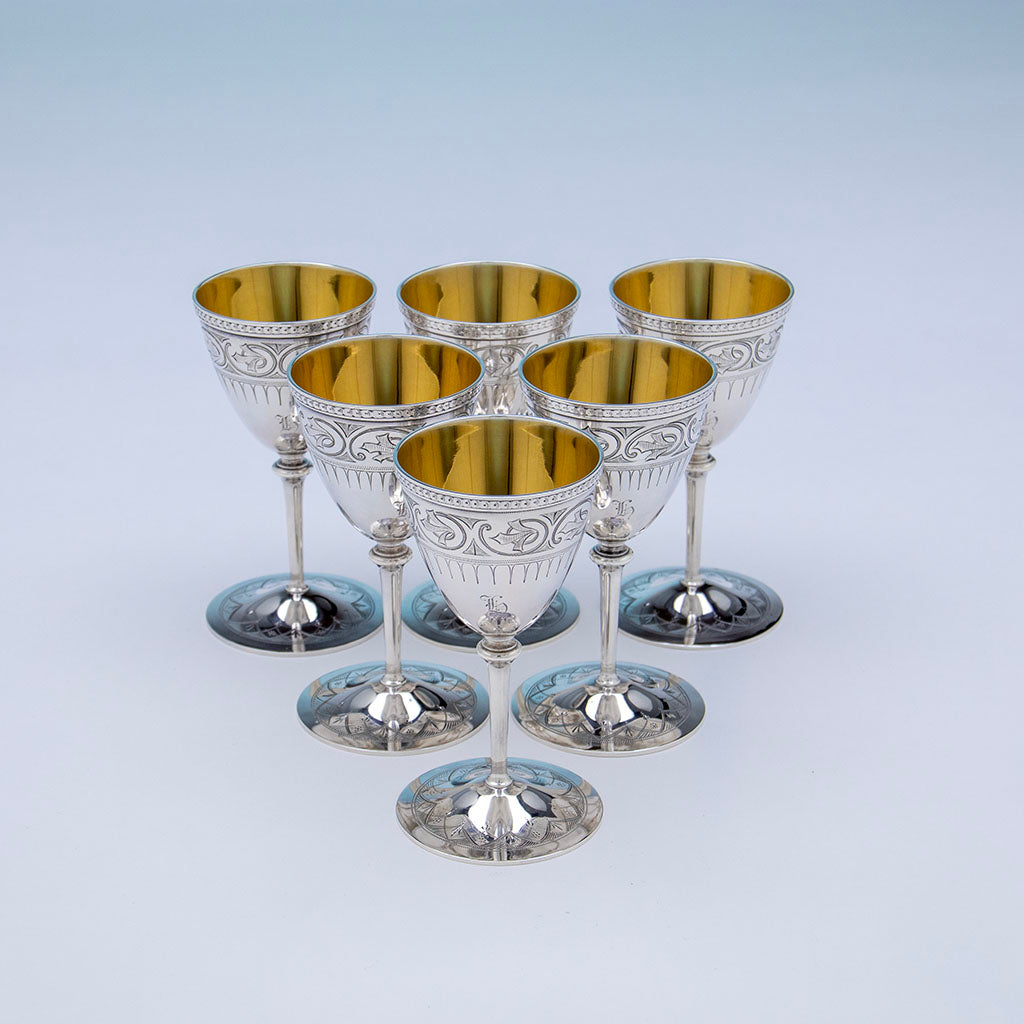 Cups to Gorham Antique Coin Silver Claret Service, Providence, RI, c. 1864