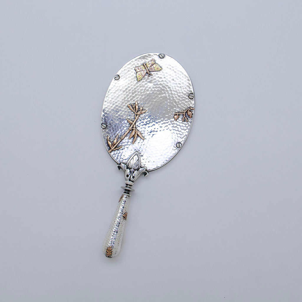 Dominick &amp; Haff(attr) Antique Sterling(attr) Silver and Other Metals Hand Mirror, NYC, NY, c. 1880s