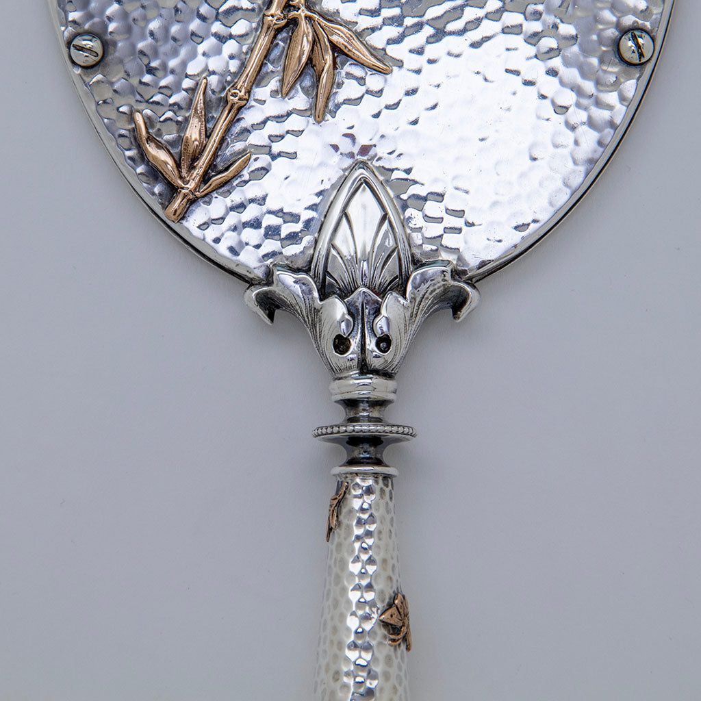 Handle join of Dominick &amp; Haff(attr) Antique Sterling(attr) Silver and Other Metals Hand Mirror, NYC, NY, c. 1880s