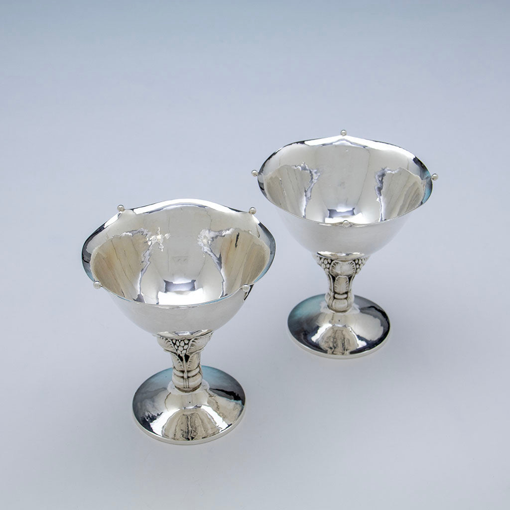Interiors of Pr. of Gorham Modern Sterling Silver Compotes, Providence, RI, c. 1930s