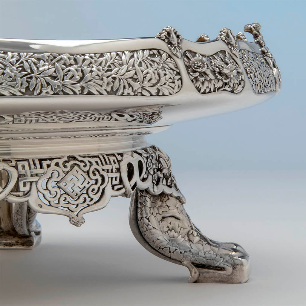 Foot profile of Tiffany &amp; Co. Parcel Gilt Antique Sterling Ice Cream Service from The Mackay Service, NYC, c. 1878, Exhibited at the Paris 1878 International Exposition
